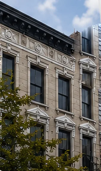 A restored brownstone elevation with the work closed out