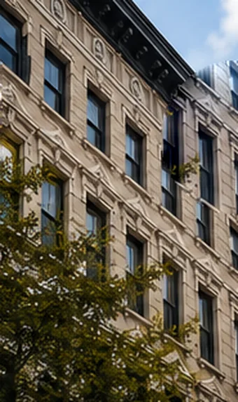 A brownstone facade surveyed from the street