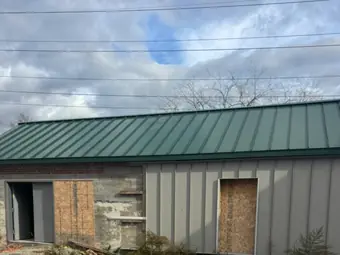 Building metal green roof, project building in New York