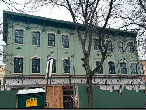 Facade elevation seen from the street on a New York City renovation