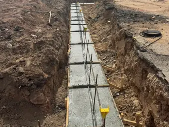 Foundation forms trench, foundation work in New York