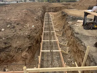 Foundation trench rebar, foundation work in New York