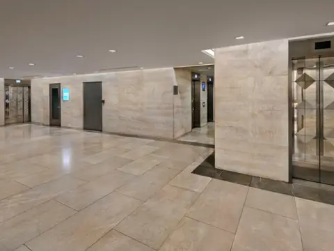 Interior elevator lobby, world diamond tower lobby renovation, 580 Fifth Avenue at 47th Street, Manhattan