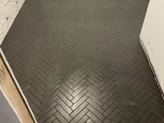 Interior herringbone ceiling, interior work in New York
