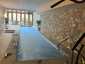 Interior pool stone wall, interior work in New York