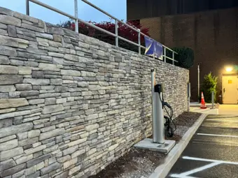 Masonry stone wall night, masonry renovation in New York
