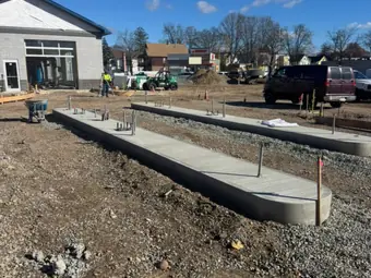 Sidewalk curb site, sidewalk and curb work in New York