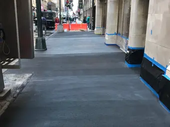 Sidewalk midtown shed, sidewalk and curb work, Midtown East, NYC